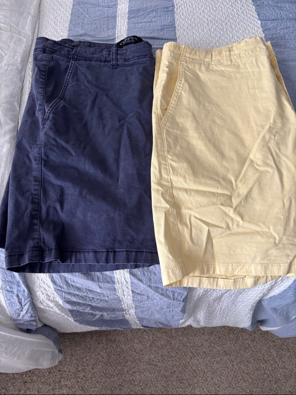 Cuffy’s Men's Flat Front Shorts - Navy and Yellow